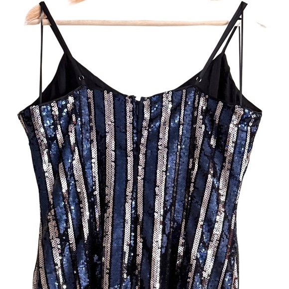 ANTHROPOLOGIE Maeve Sequins Bling Cocktail Party Striped Midi Dress Size L NWT - Picture 9 of 12